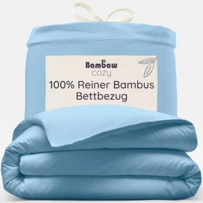 Abbildung von Hellblauer Deckenbezug 135x200 cm Bettwäsche Bettdecke Bambus Kühlende Bettbezug Sommer und Winter Allergie Bambaw