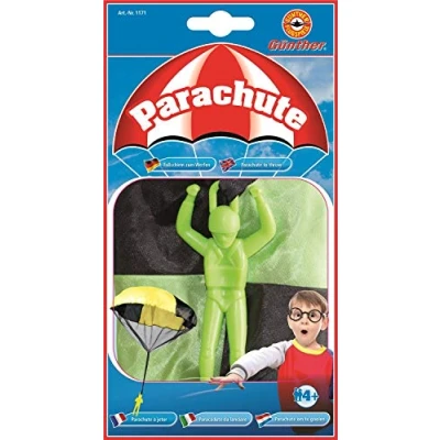 Abbildung von Günther Flugspiele 1171 Fallschirmspiel Parachute, ca. Ø 46 cm, Fallschirmspringer Spielzeug zum werfen, für Kinder ab 4 Jahren, mit Mini