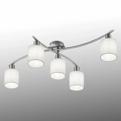 Abbildung von Trio Leuchten Deckenleuchte Garda 605400501, Nickel matt, E14, Stoffschirm Weiß, 44.2 x 75 22 cm