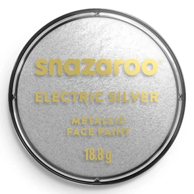 Abbildung von Snazaroo 1119766 Kinderschminke, hautfreundliche hypoallergene Gesichtschminke auf Wasserbasis, wasservermalbar, parabenfrei, 18ml Topf Silber metallic