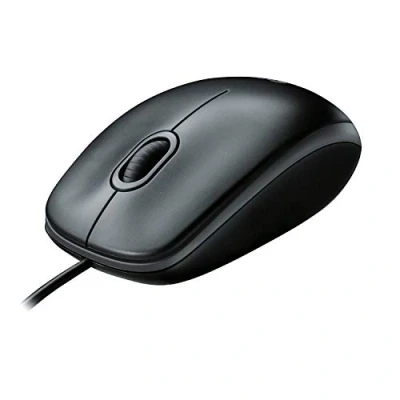 Abbildung von Logitech B100 Maus mit Kabel, USB Anschluss, 800 DPI Optischer Sensor, 3 Tasten, Für Links und Rechtshänder, PC/Mac Schwarz
