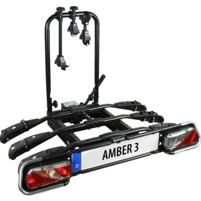 Abbildung von EUFAB 11555 Fahrradträger AMBER 3, E Bike geeignet, teilweise vormontiert, Diebstahlschutz, für 3 Fahrräder, Anhängerkupplung, ca. 102 x 74 72 cm, Schwarz