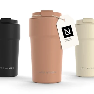 Abbildung von LARS NYSØM Thermo Kaffeebecher to go 500ml Travel Mug 0,5 Liter mit Isolierung Auslaufsicherer Edelstahl Thermobecher für Kaffee und Tee unterwegs Teebecher (Blush Rose, 500ml)