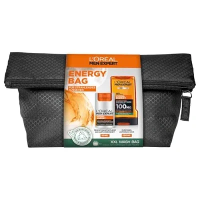 Abbildung von L&#039;Oréal Men Expert Toiletry BAG Hydra Energy Moisturiser &amp; Shower GEL WITH Vitamin C Gesichtspflegeset, Herren, Größe: One Size,