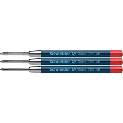 Abbildung von Schneider 77346 Slider 755 Kugelschreibermine (ViscoGlide Technologie, Strichbreite XB) 3er Blisterkarte, rot