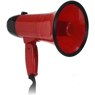 Abbildung von Spetebo Megafon mit 2 Funktionen 20 x 14 cm Megaphon Sirene Bullhorn Sprachrohr