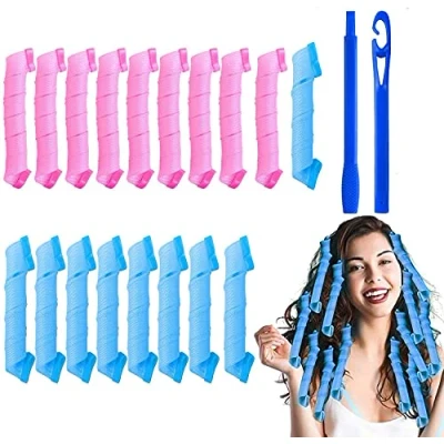 Abbildung von URAQT Lockenwickler Große Locken,18pcs DIY Wave Styling Kit Haar Rollen Hair Curler für Waves Styler mit haken, 30cm