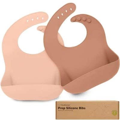 Abbildung von KeaBabies Baby Silikon Lätzchen mit Auffangschale Junge und Mädchen BPA Frei Leicht Abwischbares Wasserdichtes (Dusk)