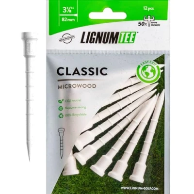 Abbildung von Dynatour Lignum Golf Tees Weiß 82mm 12 Stück Microwood mit Distance Ring System