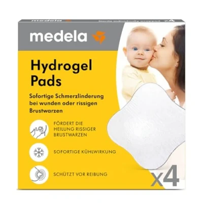 Abbildung von Medela Hydrogel Pads Linderung und Kühlung für wunde oder rissige Brustwarzen Steril, einzeln verpackt 4er Pack