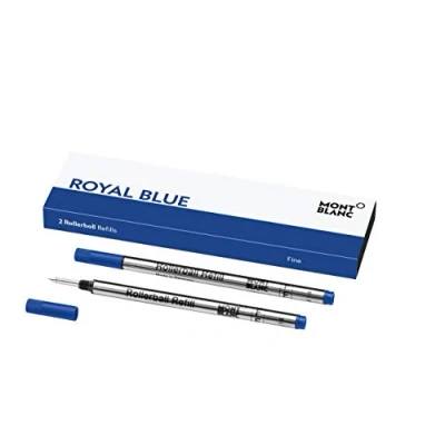 Abbildung von Montblanc Roller Minen Royal Blue 124501 Blaue Ersatzmine für Ball und Fineliner Größe F 2 x Refill Rollerball Fein