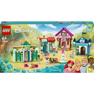 Abbildung von Lego Disney Princess: Prinzessinnen Abenteuermarkt, Haus Spielzeug mit 4 Puppen inkl. Cinderella und Arielle, Spielset Schatzkarte, Geschenk für Mädchen Jungen ab 6 Jahren 43246