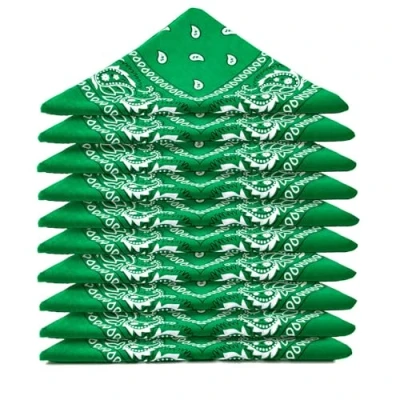 Abbildung von Karl Loven Bandanas 10er Pack 100% Baumwolle Paisley Halstuch Kopf Hals Schal (10er Pack, Grun)