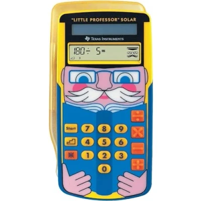Abbildung von Texas Instruments Little Professor Rechentrainer (für Vor und Grundschule, Solarbetrieben, mit 80.000 Rechenaufgaben) gelb blau