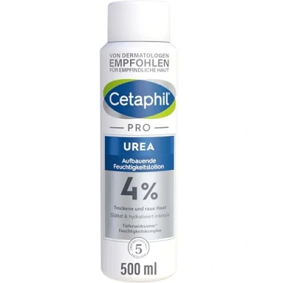 Abbildung von CETAPHIL PRO Urea 4% Aufbauende Feuchtigkeitslotion, 500ml, Für trockene, raue Haut am Körper, Glättet und hydratisiert intensiv, Erhöht den Wassergehalt der Haut, Mit Laktat