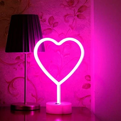 Abbildung von Aslanka Herz Neonschild, Schlafzimmer Basis LED Lichtschild, batteriebetrieben oder USB betrieben, Weihnachten, Geburtstag, Party, Wohnzimmer, Tisch, Kinder, Geschenk, Beleuchtung …