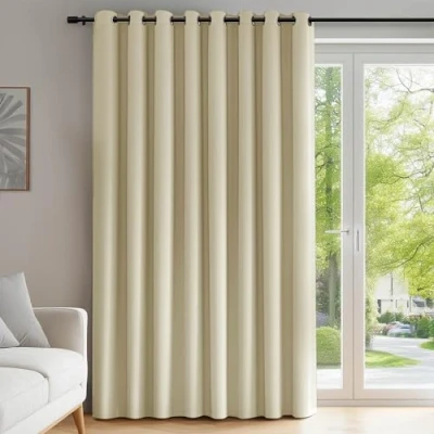 Abbildung von Deconovo Blickdichte Vorhang mit Ösen Dekorationsstil Kinderzimmer Gardinen Dicke Thermovorhang Kälteschutz Thermogardine Hitzeschutz, 214x254 cm(HöhexBreite), Beige, 1 Stück