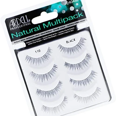 Abbildung von ARDELL Natural Lashes Nr. 110 Multipack falsche Wimpern aus Echthaar, 4 Paar Set künstliche für einen natürlichen Look handgefertigt, vegan, flexibel und wiederverwendbar