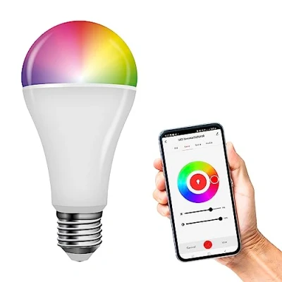 Abbildung von EMOS GoSmart Smart Home RGB LED Lampe A65 mit App E27 dimmbar, mehrfarbig &amp; Weißtöne 1400lm sparsam, 14W (statt 94W Glühbirne) 20 000 Stunden ZigBee Google und Alexa kompatibel