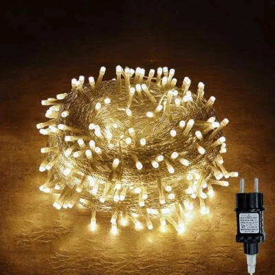 Abbildung von Gresonic 100/200/300/400er Led Lichterkette Strombetrieben mit Stecker Außen und Innen für Hochzeit Weihnachten Party Warmweiß (Warmweiss, 200LED)