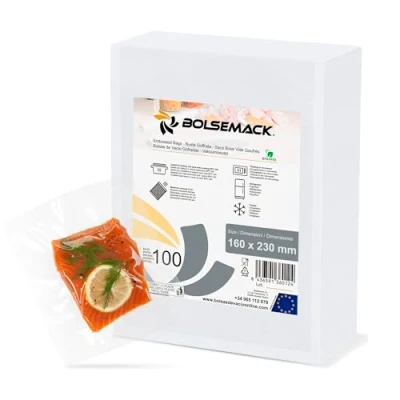 Abbildung von BOLSEMACK Vakuumierbeutel 16x23cm Vakuumbeutel 100 Stück für alle Vakuumierer &amp; lebensmittel Vakuumiergerät Vacuum bags sehr stark reißfest BPA frei
