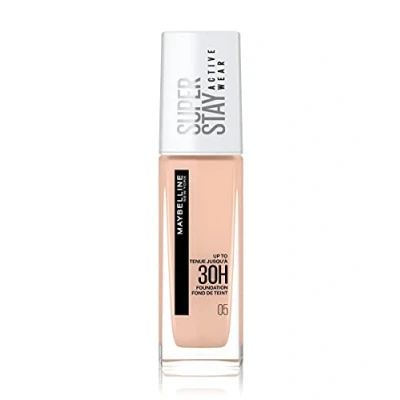 Abbildung von Maybelline New York Wasserfestes Make up, Foundation mit hoher Deckkraft, Langanhaltendes Gesichts Super Stay Active Wear, Farbe: Nr. 5 Light Beige (Sehr Hell), 1 x 30 ml