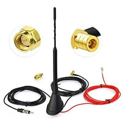 Abbildung von Eightwood Aktive DAB/DAB+ Antenne Auto Digital Radio FM/AM Kombi Dachantenne Autoantenne mit Verstärker with SMB/SMA Stecker DIN Adapter Fahrzeug Splitter Amplifier 5M