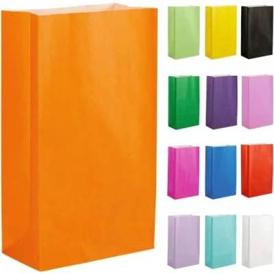 Abbildung von Thepaperbagstore 30 Orange Partytüten aus Papier 14x24.5x7cm Bunte Geschenktüten für Kinder und Erwachsenenpartys, Geburtstage, Hochzeiten, Junggesellinnenabschiede Süßigkeiten