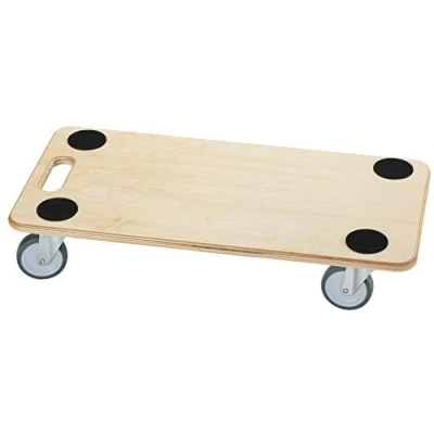 Abbildung von Dörner + Helmer Transportroller Stabil Soft, 590mm x 290mm 120mm, 200kg Tragkraft, Gummiräder, für Kisten und Möbel, Natur