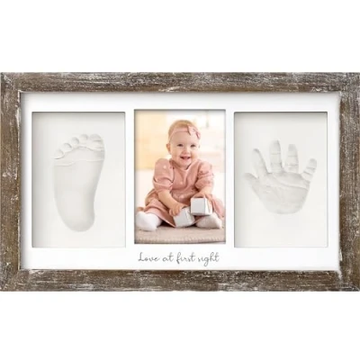 Abbildung von Baby Handabdruck und Fußabdruck Set Gipsabdruck Hand Fuß für Neugeborene Bilderrahmen ​ Dusche Abdruckset (Barnwood)