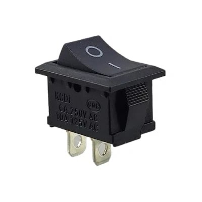Abbildung von Mini Wippenschalter 19 x 13 mm, Kippschalter, Geräteschalter, Wippschalter 250V 6A 125V 10A AC, KCD1 (6V 9V 12V 24V AC/DC) schwarz rechteckig, 2 Polig EIN/AUS