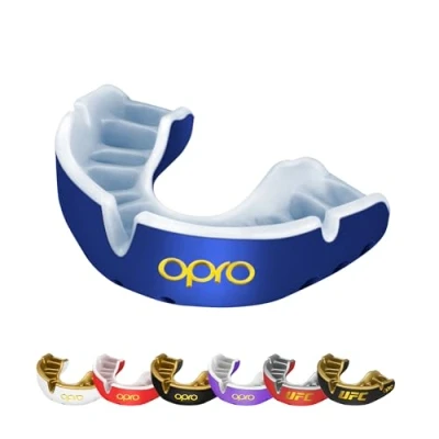 Abbildung von OPRO Gold Level Mundschutz, Mundschutz Sport Erwachsene und Kinder, mit Vorgesetzter Komfort für Boxen, Lacrosse, MMA, Kampfsport, Hockey alle Kontaktsportarten (Dunkelblau, Jugendliche)