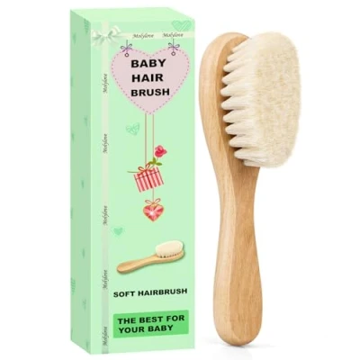 Abbildung von Molylove Baby Haarbürste mit Holzgriff und superweichen Borsten Natur Pur