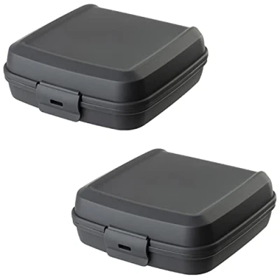 Abbildung von Engelland 2 x Lunchbox, Farbe: Anthrazit, Kunststoff, BPA frei, Vesperdose, Brotdose, Plastikdose für Kinder, 14 5 cm