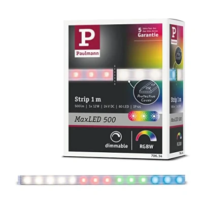 Abbildung von Paulmann 70634 LED Stripe MaxLED 500 RGBW beschichtet 1 m Farbsteuerung 12W Lichtband Farbwechselfunktion, Silber