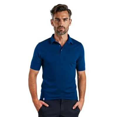 Abbildung von ALPIN LOACKER Merino Shirt Herren Kurzarm I Antischweißshirt Merinowolle Tshirt Thermooberteil atmungsaktiv, Polo Blau M