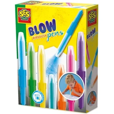 Abbildung von SES Creative 00275 Kinder Airbrush Stifte Set, Blas Technik für kreative Malerei, Sicherheit und Spaß