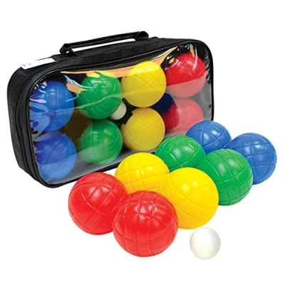 Abbildung von Schildkröt® Fun Boccia Set, 4x 2 Kunstoffkugeln, 1x Zielkugel, in wiederverschließbarer Tragetasche, 970009
