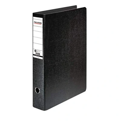 Abbildung von Original Falken Ordner Sonderformat Hartpappe. Made in Germany. 8 cm breit DIN A3 hoch schwarz Ringordner Aktenordner Briefordner Büroordner Pappordner Schlitzordner Blauer Engel