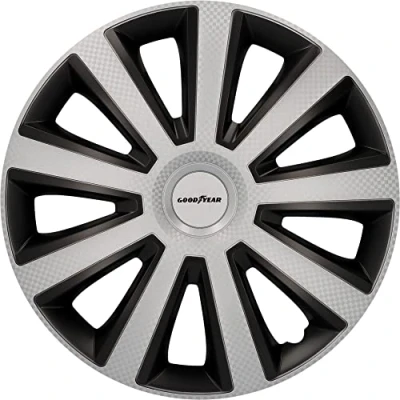 Abbildung von Goodyear Auto Radzierblenden Radkappen Radblenden „Memphis Carbon“, 4er Set, 35 cm (14 Zoll), Schwarz/Silber