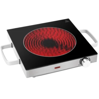 Abbildung von ProfiCook® Infrarot Einzelkochplatte Energiesparende Herdplatte Kochfeld aus kratzfester Glaskeramik Kochplatte Stufenlose Temperaturregelung 2000 W PC EKP 1210