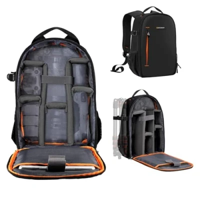 Abbildung von K&amp;F Concept Kamerarucksack für Fotografen, Fotorucksack Klein Multifunktionale Camera Backpack Wasserdicht SLR/DSLR Kamera Objektiv und Zubehör, Größe M