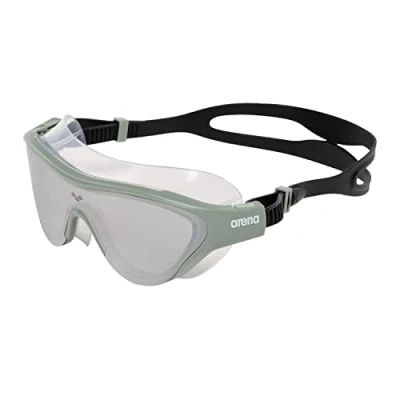 Abbildung von arena The One Verspiegelte Anti Fog Unisex Schwimmbrille für Erwachsene, Taucherbrille mit Breiten Gläsern, UV Schutz, Selbstjustierender Nasensteg, Orbit Proof Dichtung, Grün