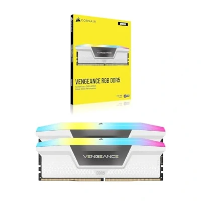 Abbildung von Corsair VENGEANCE RGB DDR5 RAM 32GB (2x16GB) 6000MHz CL40 Intel XMP iCUE Kompatibel Computer Speicher Weiß (CMH32GX5M2B6000C40W)