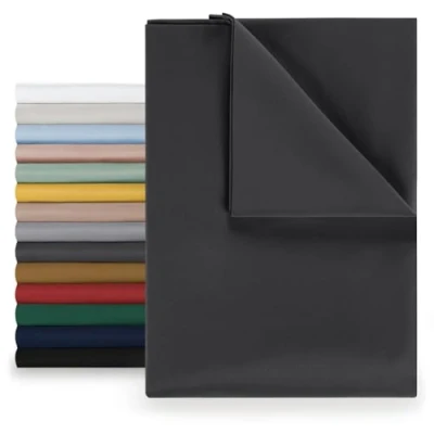 Abbildung von Blumtal® Basic Betttuch 220x275 cm für Matratzen 140x200 Bettlaken ohne Gummi Oeko TEX zertifiziertes Leintuch aus gebürstetem Microfaser in Anthrazit