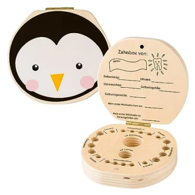 Abbildung von hej kiddo Zahndose Milchzähne Zahnbox für Milchzahndose Jungen &amp; Mädchen erstes Zähnchen Zahnfee Geschenke Milk Tooth Box (Katze)