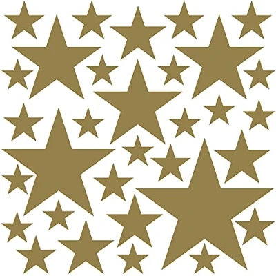 Abbildung von PREMYO 32 Sterne Wandsticker Kinderzimmer Mädchen Jungen Wandtattoo Wandaufkleber Selbstklebend Gold