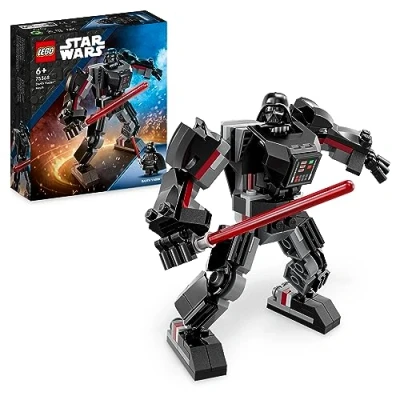 Abbildung von LEGO 75368 Star Wars Darth Vader Mech, baubares Actionfiguren Modell mit Gelenkteilen, Minifiguren Cockpit und großem roten Lichtschwert, Sammel Spielzeug für Kinder, Jungen, Mädchen ab 6 Jahren