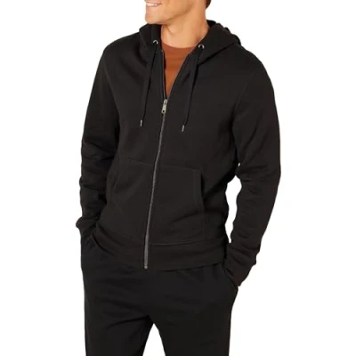 Abbildung von Amazon Essentials Herren Fleece Kapuzenpulli mit durchgehendem Reißverschluss (erhältlich in den Größen Big &amp; Tall), Schwarz, XXL