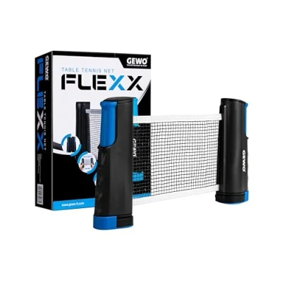 Abbildung von GEWO Table Tennis Net FleXX Tischtennisnetz für Jeden Tisch Einstellbare Anti Slip Klemmen das Tischtennis Netz to Go bis zu 2m Ausziehbar bei Plattenstärken 5cm, Netzhöhe 15,25cm